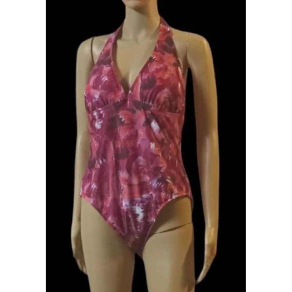 Catalina Womens Swimsuit Pink Abstract One Piece Halter